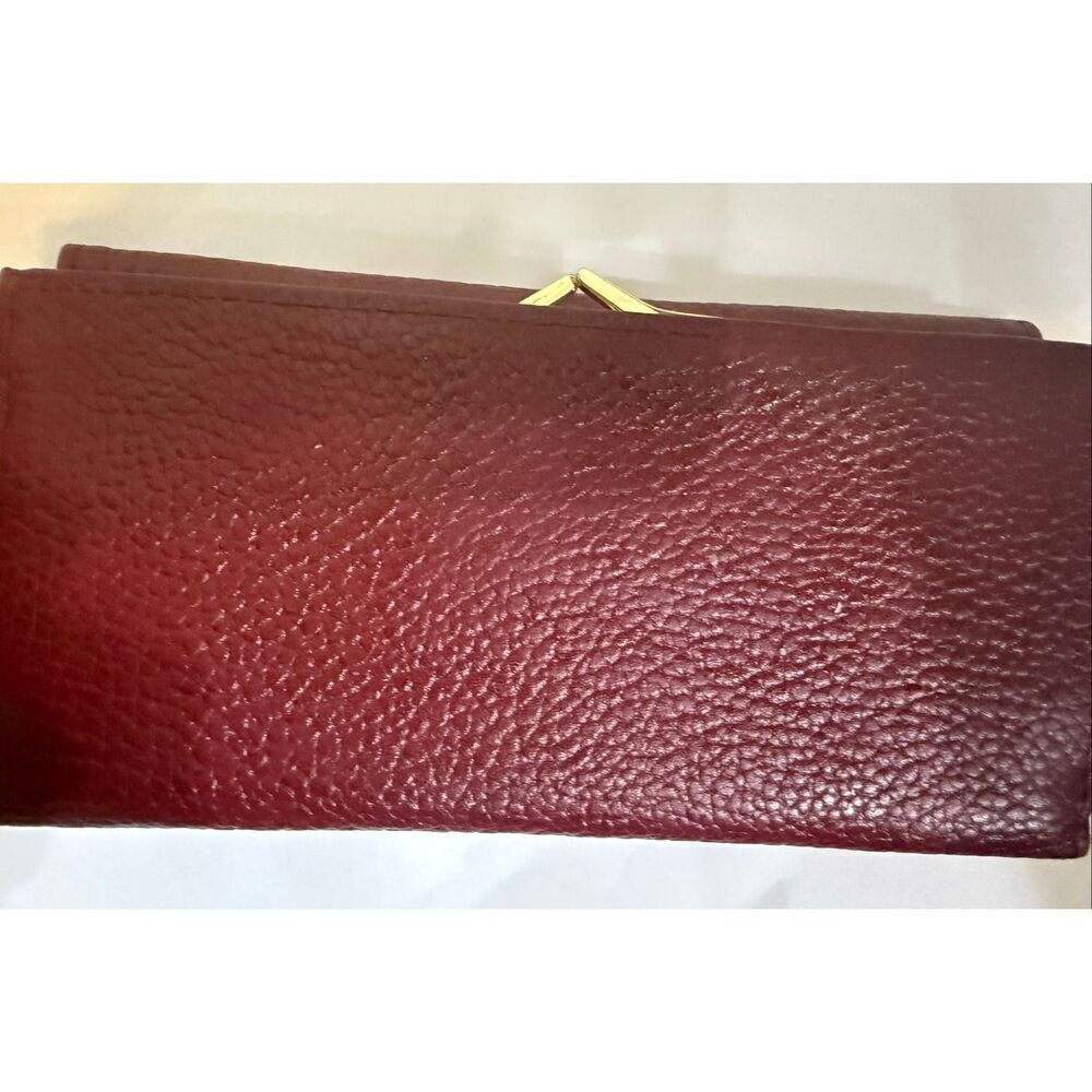 Liz Claiborne Women's Pebbled Leather Buckle Tri-Fold Wallet Clutch Red OS NWT
